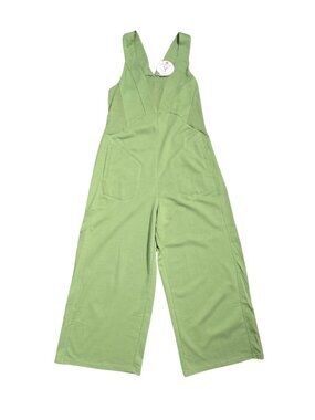 NWT | ANRABESS Sage Green Wide-Leg Jumpsuit with Side Pockets & Back Zipper | Sm